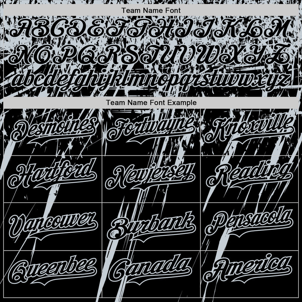 Custom Black Silver Distressed Scratch Brush Stroke Authentic Baseball Jersey
