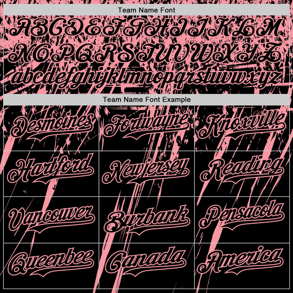 Custom Black Medium Pink Distressed Scratch Brush Stroke Authentic Baseball Jersey