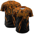 Custom Black Bay Orange Distressed Scratch Brush Stroke Authentic Baseball Jersey