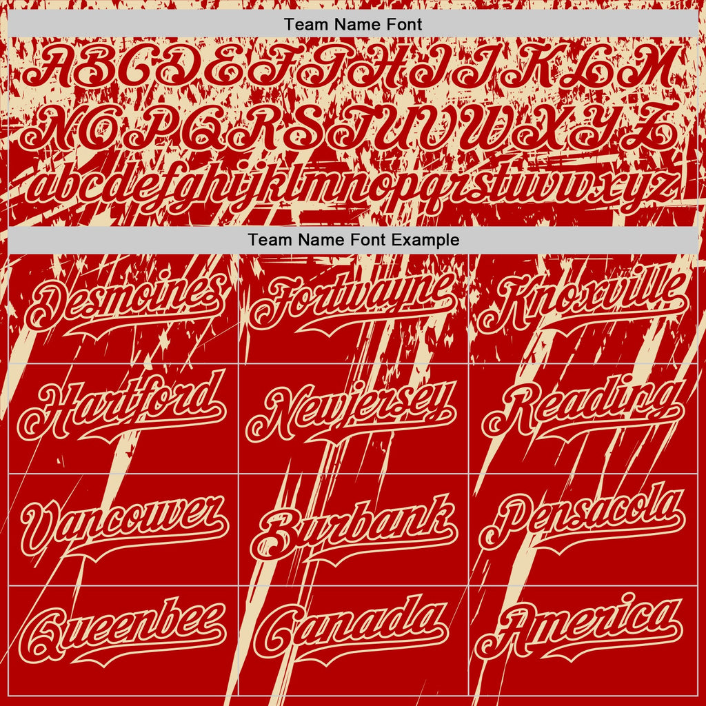 Custom Red Cream Distressed Scratch Brush Stroke Authentic Baseball Jersey