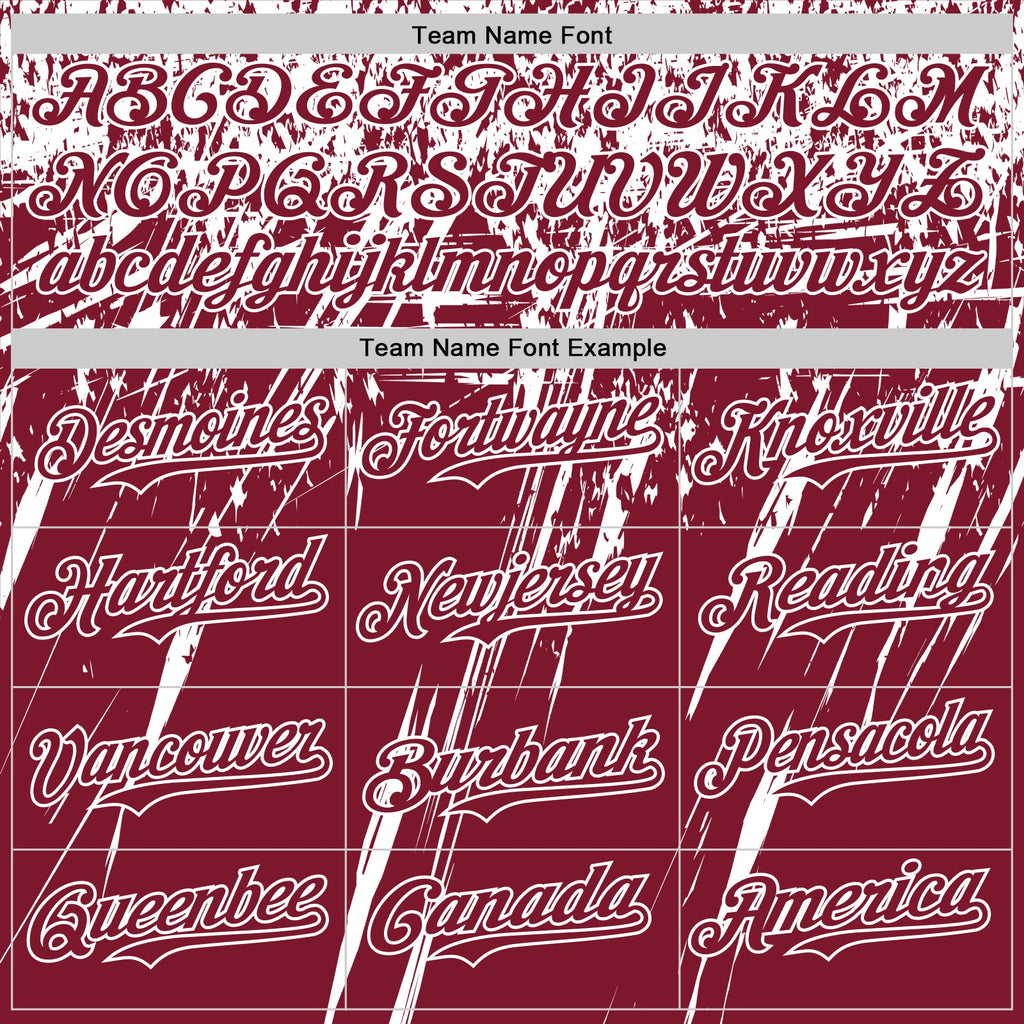 Custom Crimson White Distressed Scratch Brush Stroke Authentic Baseball Jersey