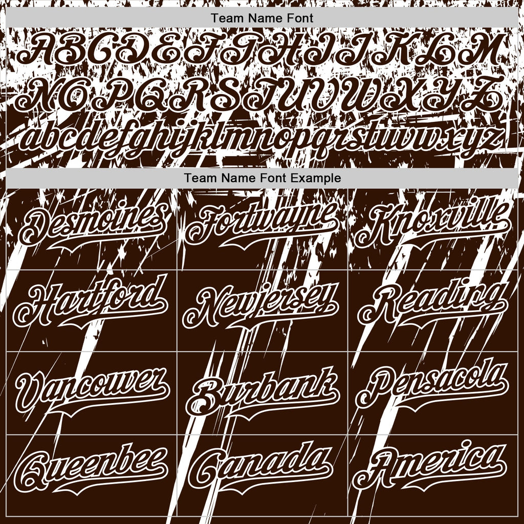Custom Brown White Distressed Scratch Brush Stroke Authentic Baseball Jersey