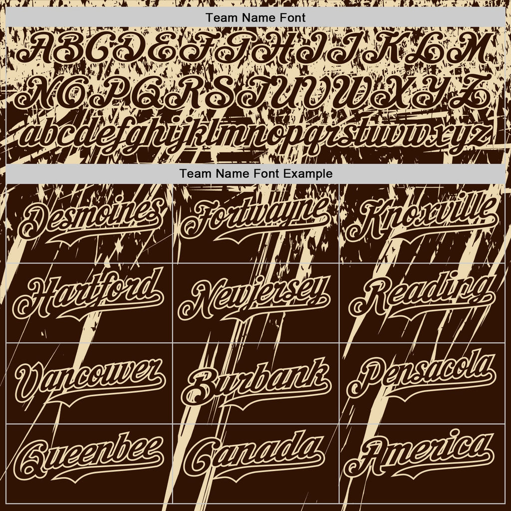 Custom Brown Cream Distressed Scratch Brush Stroke Authentic Baseball Jersey