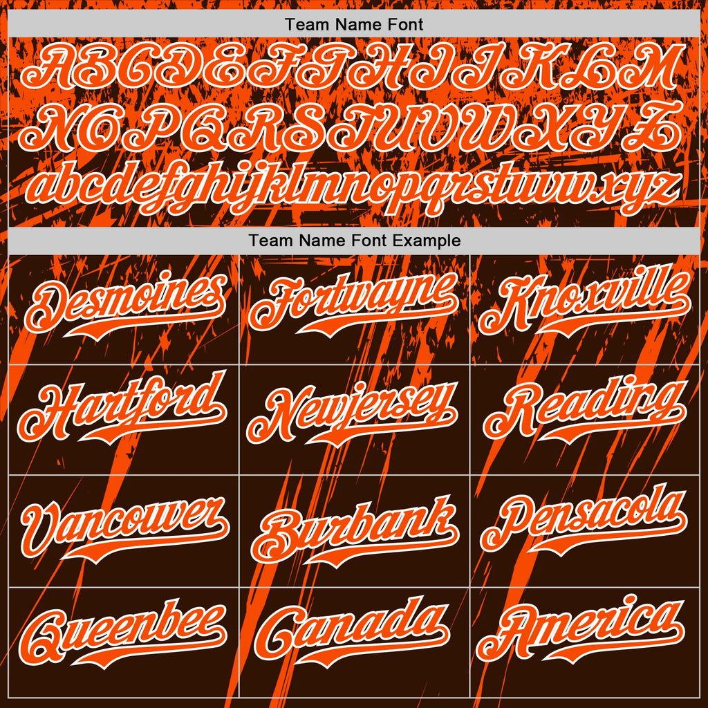 Custom Brown Orange-White Distressed Scratch Brush Stroke Authentic Baseball Jersey