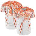 Custom White Orange Distressed Scratch Brush Stroke Authentic Baseball Jersey