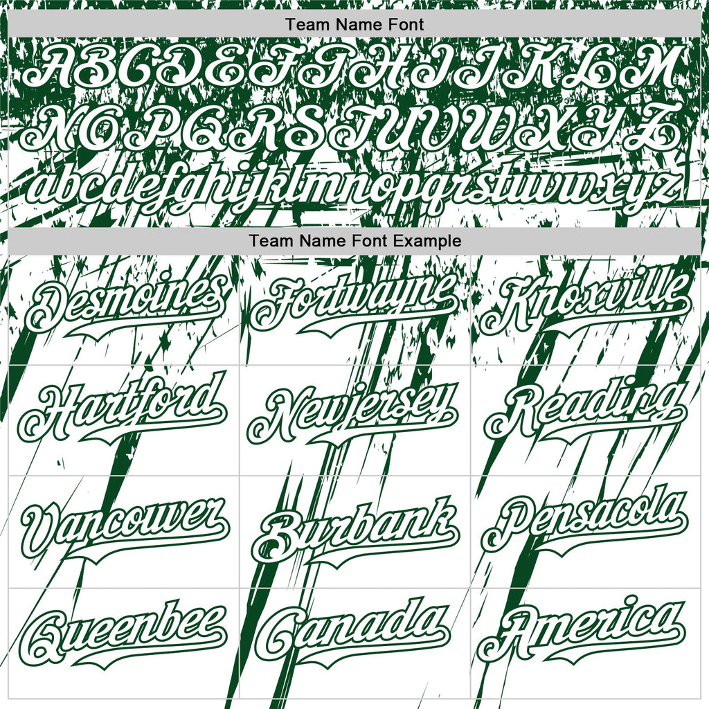 Custom White Green Distressed Scratch Brush Stroke Authentic Baseball Jersey