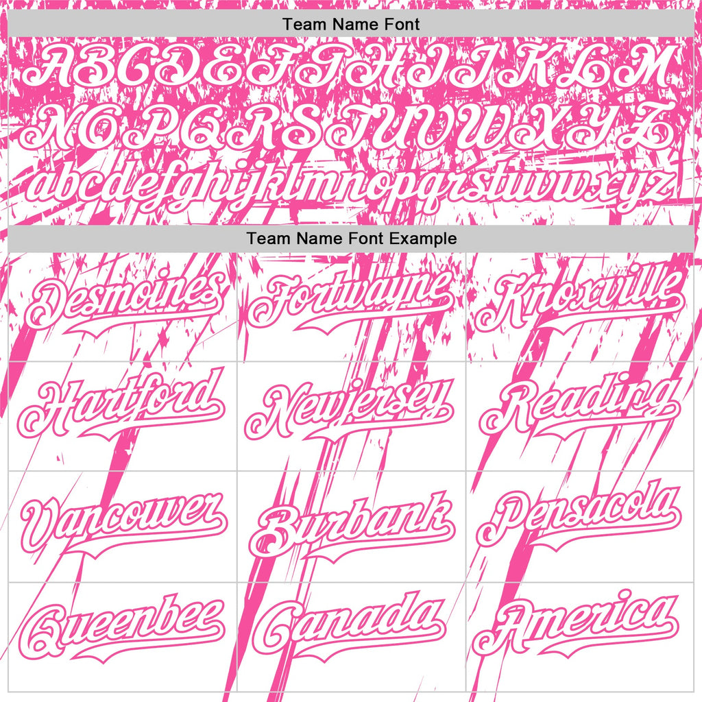 Custom White Pink Distressed Scratch Brush Stroke Authentic Baseball Jersey