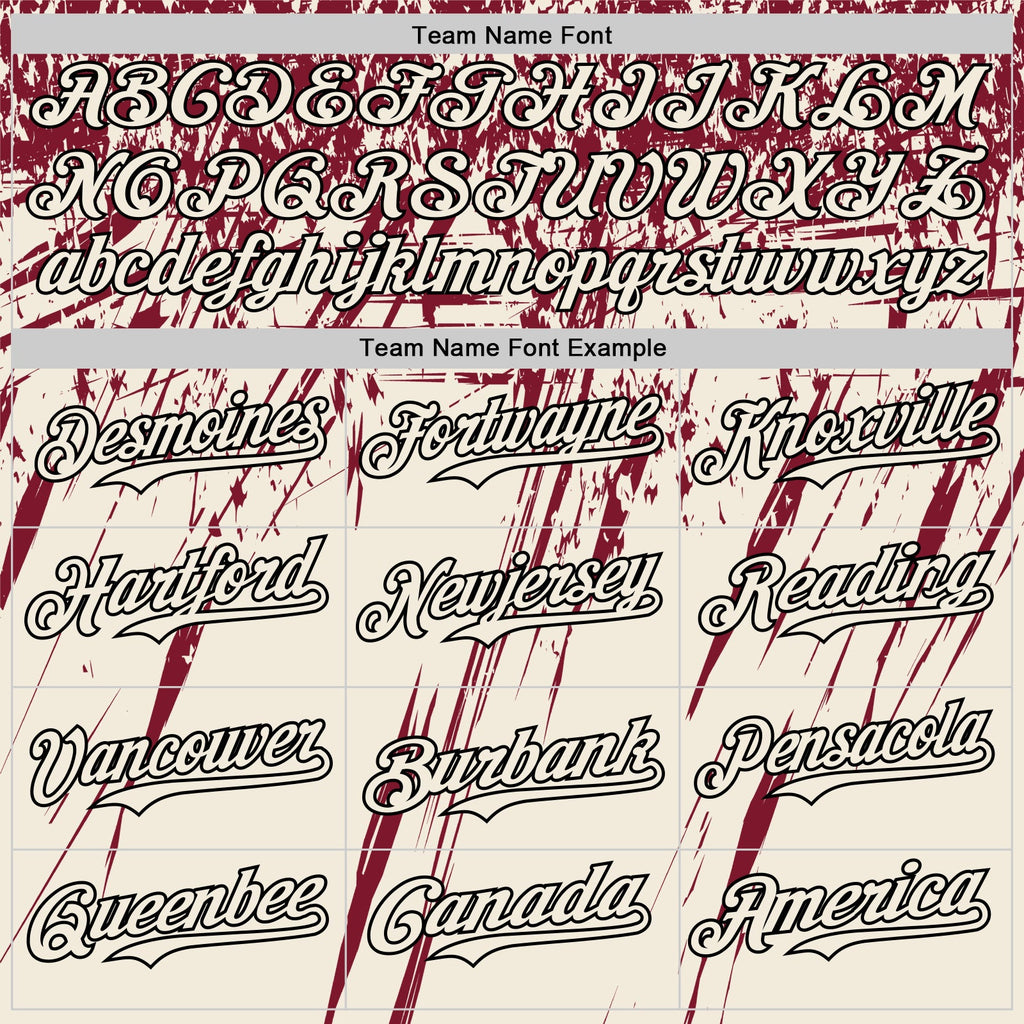 Custom Cream Crimson-Black Distressed Scratch Brush Stroke Authentic Baseball Jersey