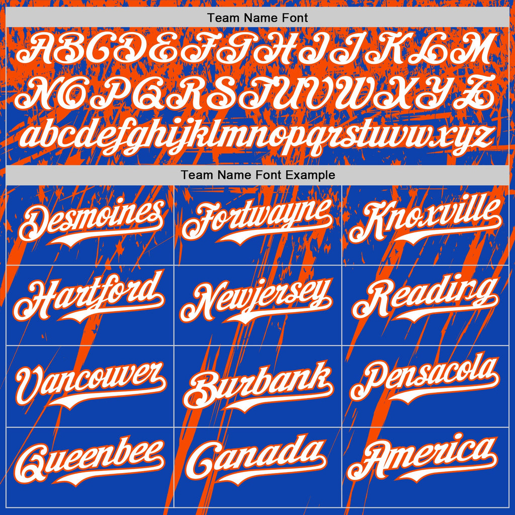 Custom Thunder Blue White-Orange Distressed Scratch Brush Stroke Authentic Baseball Jersey