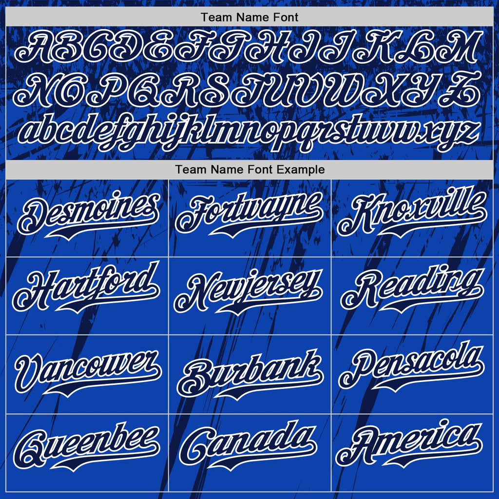 Custom Thunder Blue Navy-White Distressed Scratch Brush Stroke Authentic Baseball Jersey