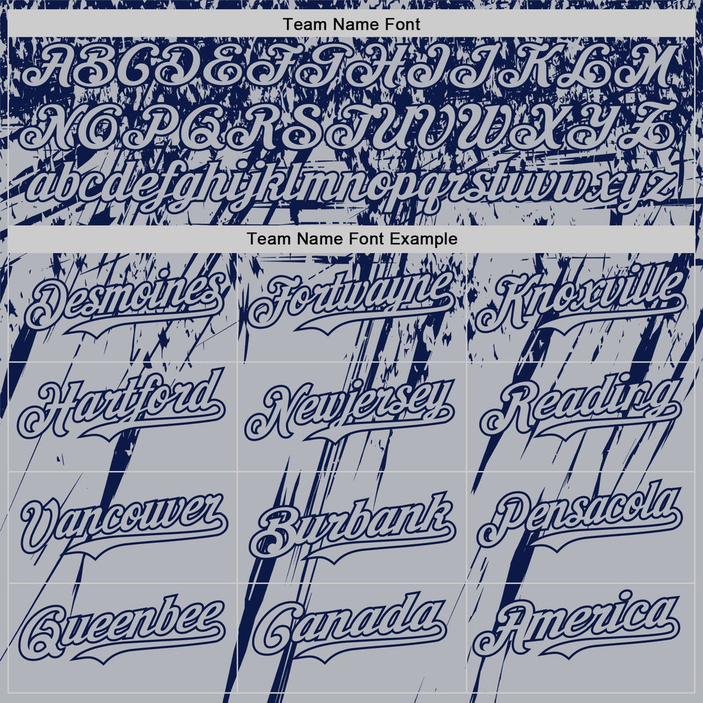 Custom Gray Navy Distressed Scratch Brush Stroke Authentic Baseball Jersey