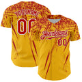 Custom Gold Red-White Distressed Scratch Brush Stroke Authentic Baseball Jersey
