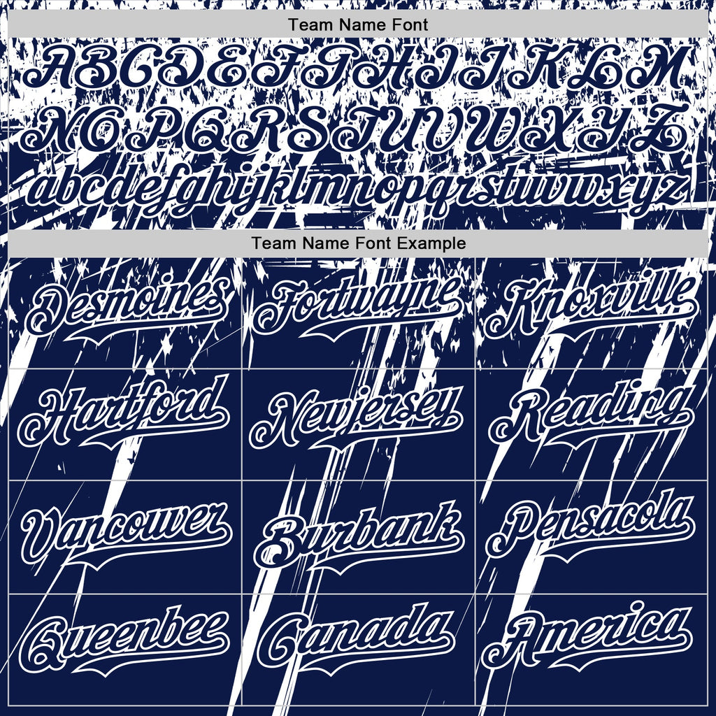 Custom Navy White Distressed Scratch Brush Stroke Authentic Baseball Jersey