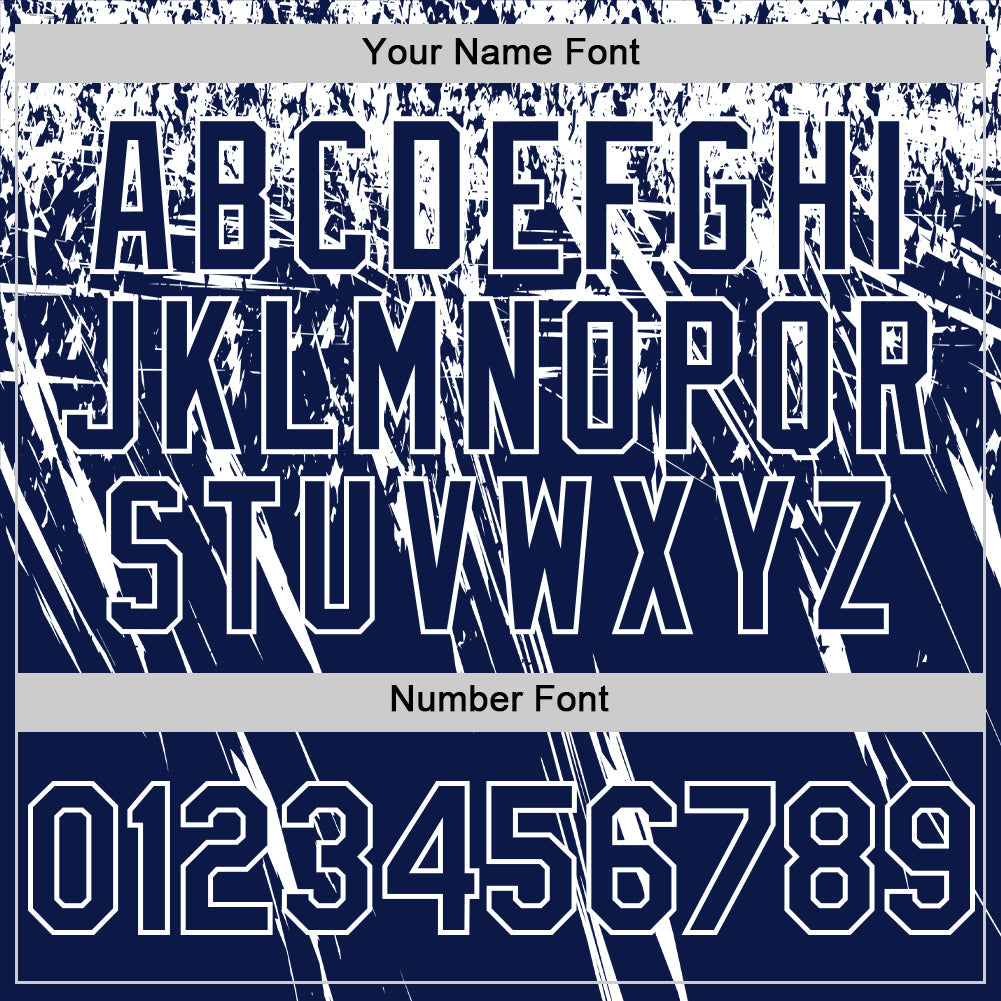 Custom Navy White Distressed Scratch Brush Stroke Authentic Baseball Jersey