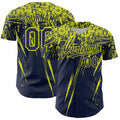 Custom Navy Neon Yellow Distressed Scratch Brush Stroke Authentic Baseball Jersey