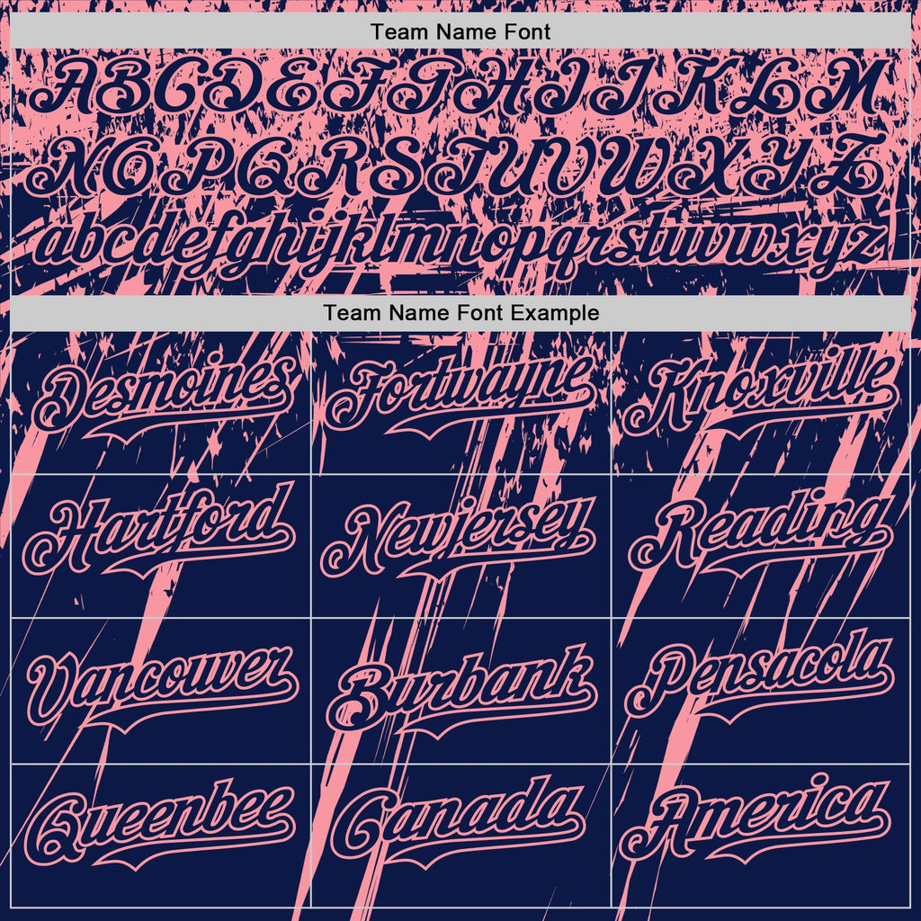 Custom Navy Medium Pink Distressed Scratch Brush Stroke Authentic Baseball Jersey