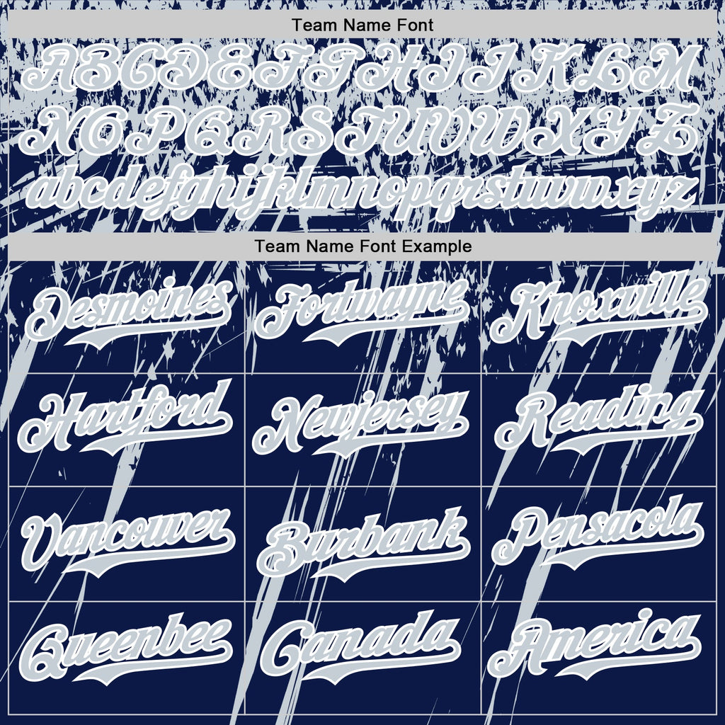 Custom Navy Silver-White Distressed Scratch Brush Stroke Authentic Baseball Jersey