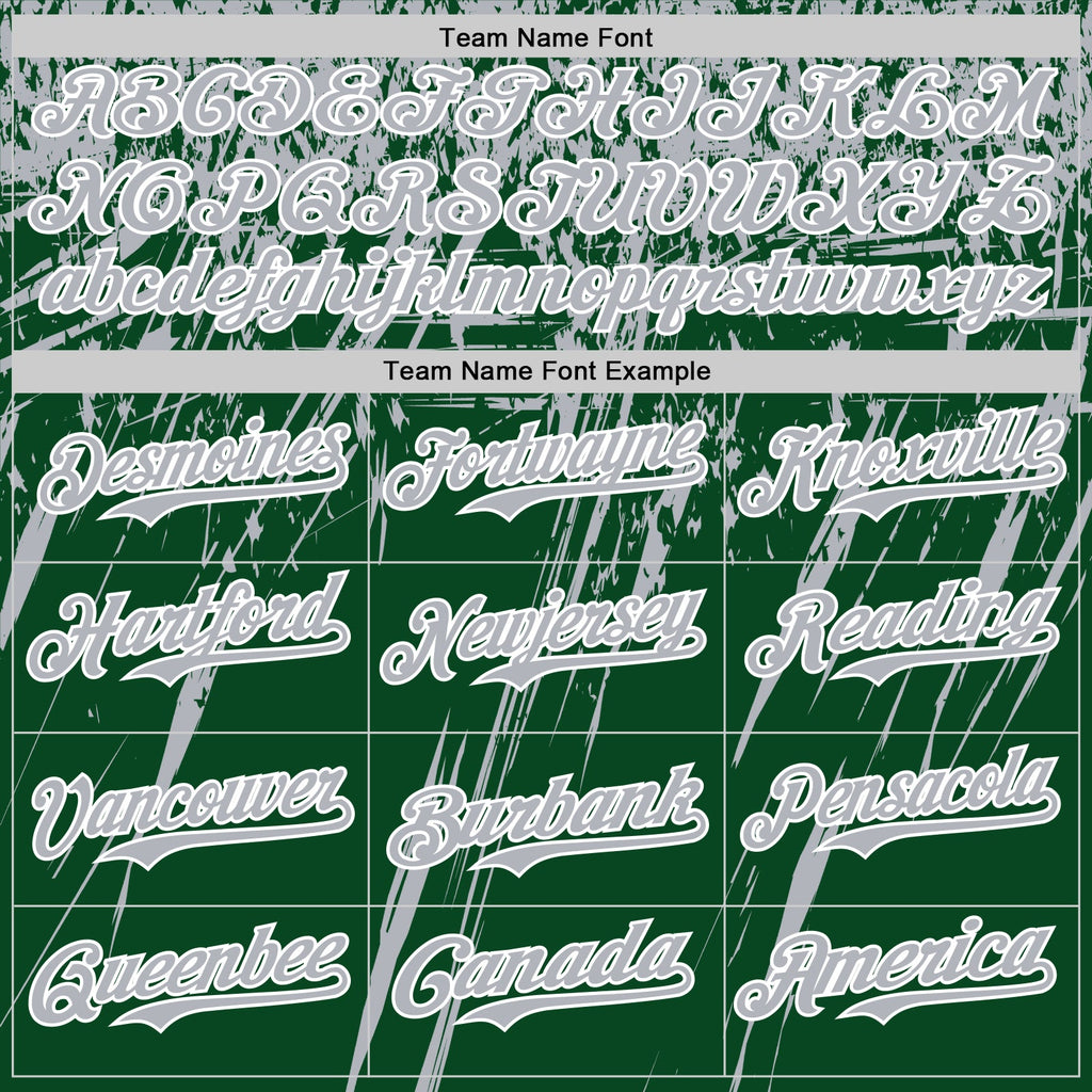 Custom Green Gray-White Distressed Scratch Brush Stroke Authentic Baseball Jersey