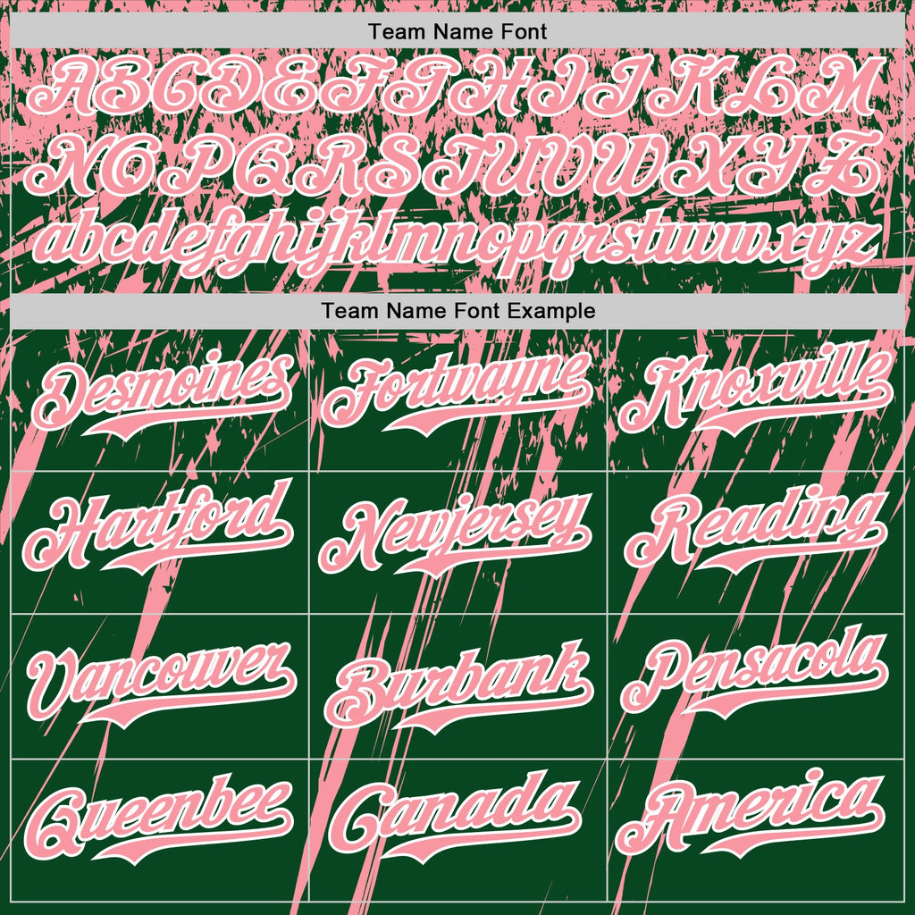 Custom Green Medium Pink-White Distressed Scratch Brush Stroke Authentic Baseball Jersey