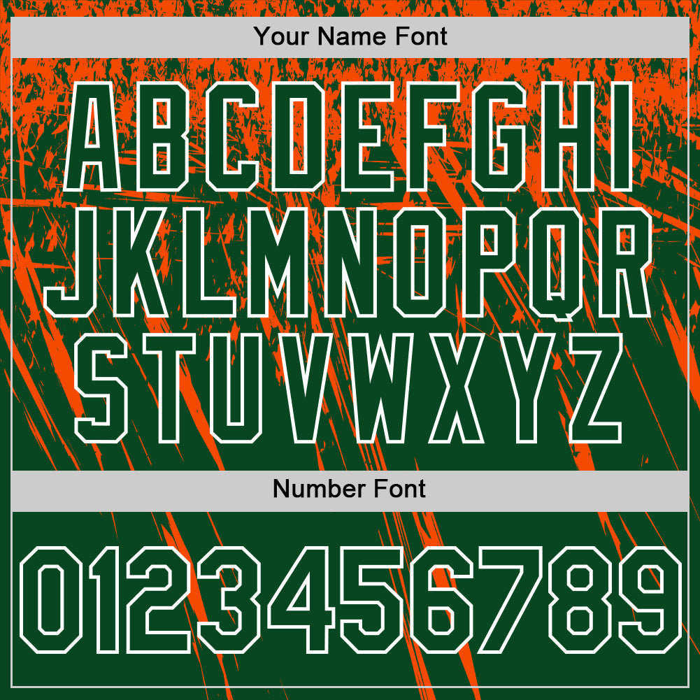 Custom Green Orange-White Distressed Scratch Brush Stroke Authentic Baseball Jersey