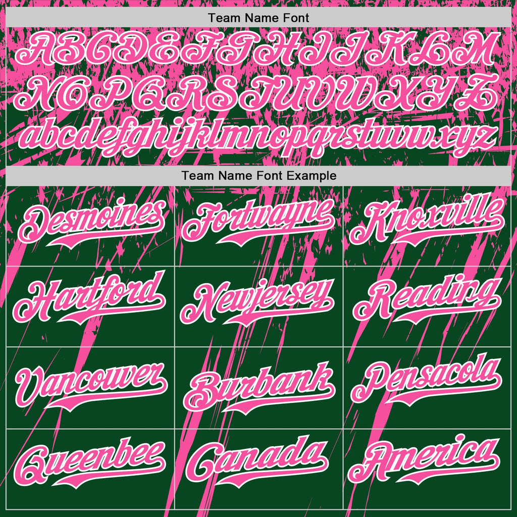 Custom Green Pink-White Distressed Scratch Brush Stroke Authentic Baseball Jersey
