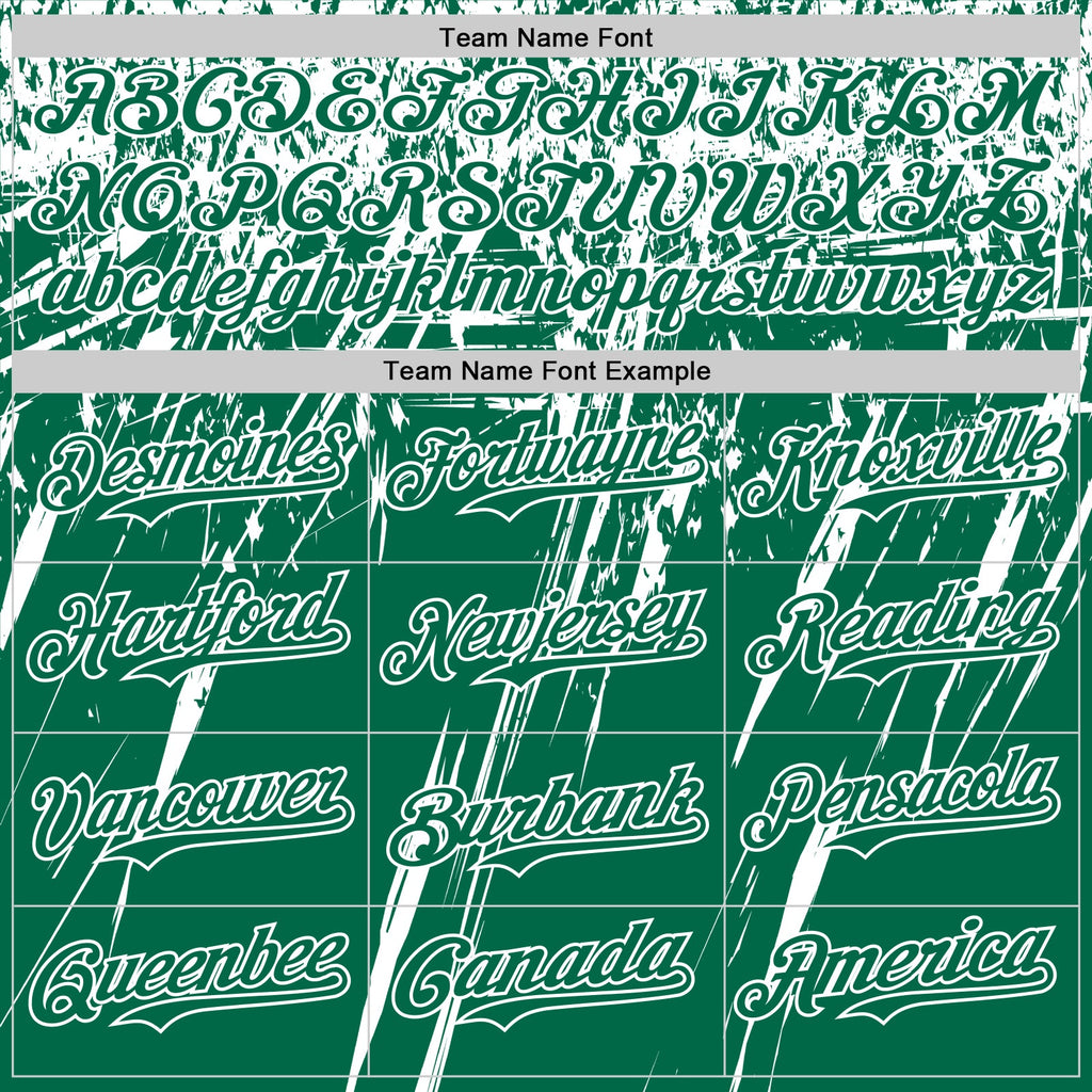 Custom Kelly Green White Distressed Scratch Brush Stroke Authentic Baseball Jersey