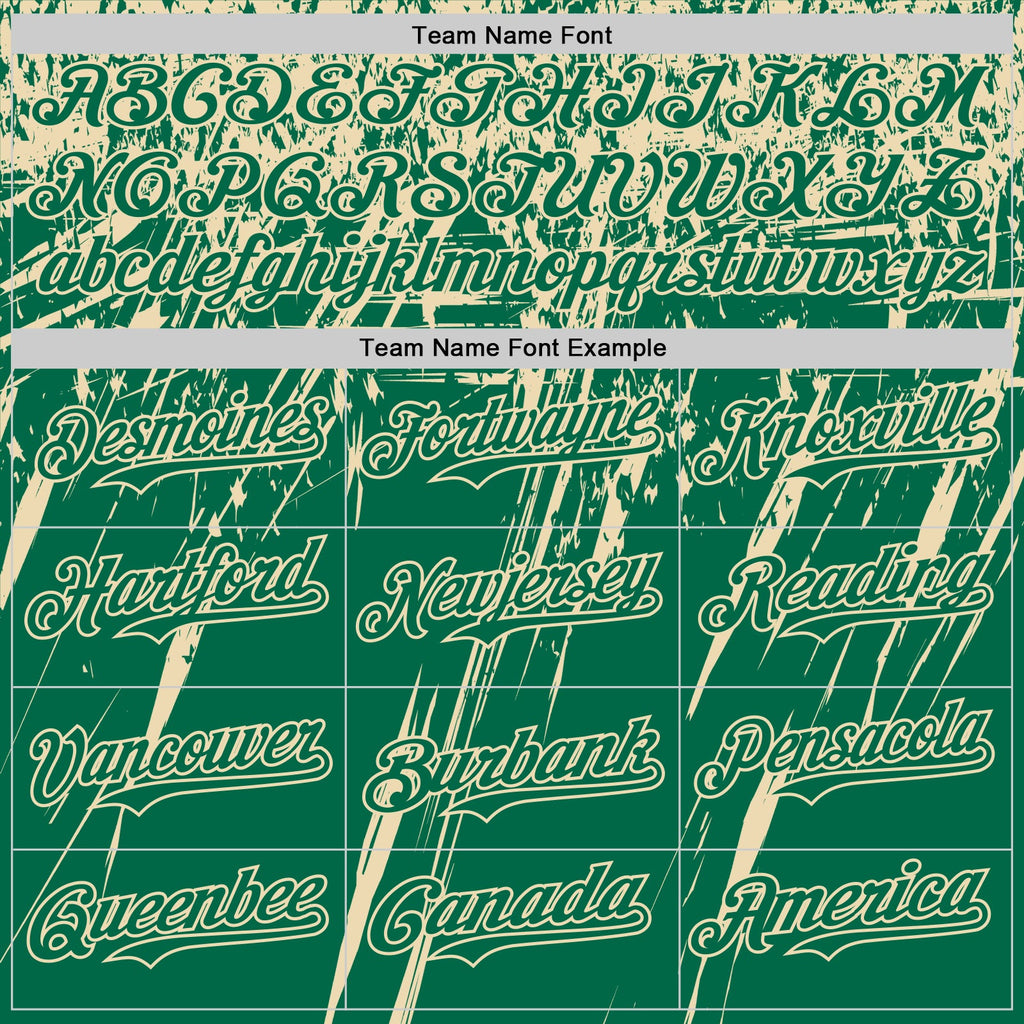 Custom Kelly Green Cream Distressed Scratch Brush Stroke Authentic Baseball Jersey