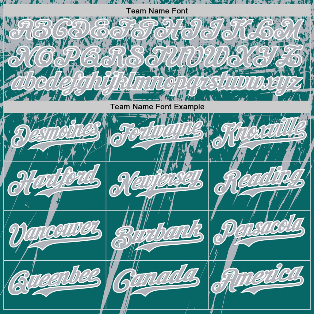 Custom Teal Gray-White Distressed Scratch Brush Stroke Authentic Baseball Jersey