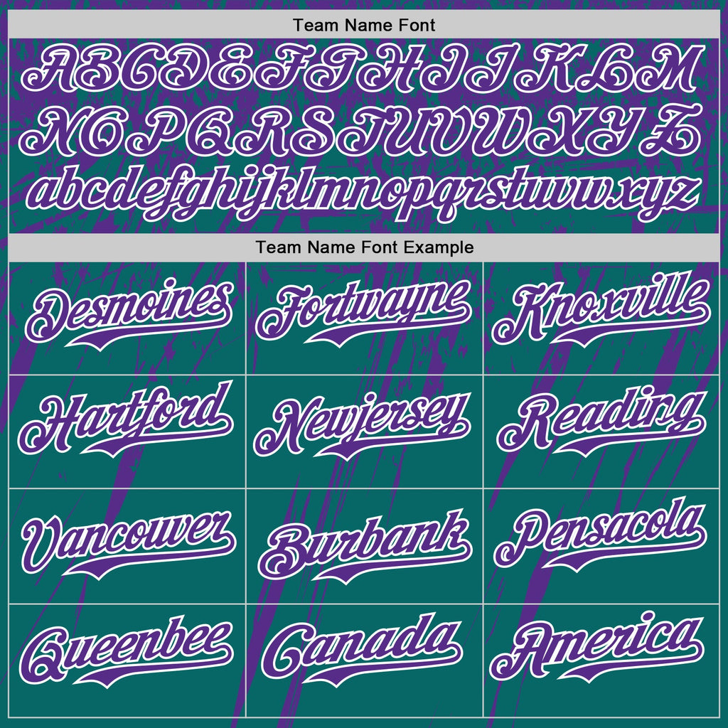 Custom Teal Purple-White Distressed Scratch Brush Stroke Authentic Baseball Jersey