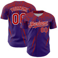 Custom Purple Red-White Distressed Scratch Brush Stroke Authentic Baseball Jersey