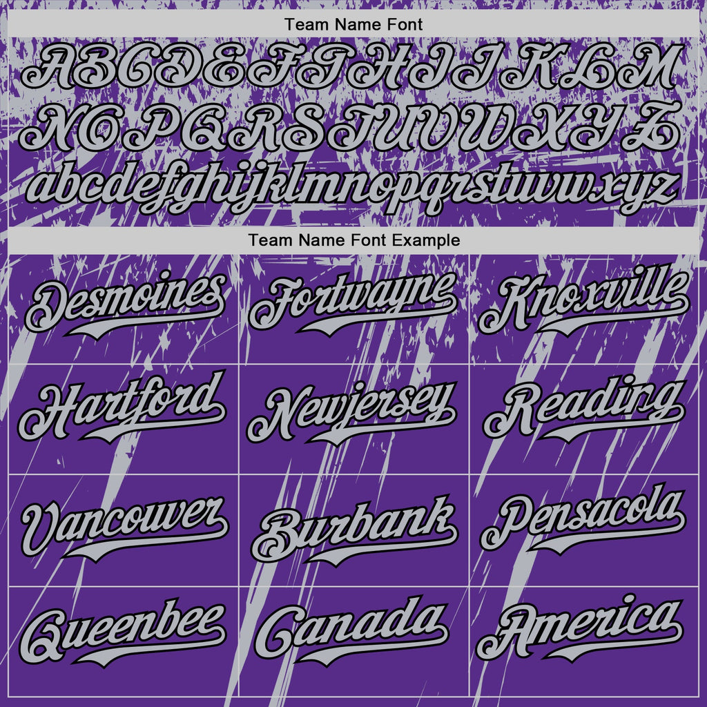 Custom Purple Gray-Black Distressed Scratch Brush Stroke Authentic Baseball Jersey