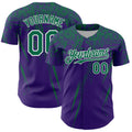 Custom Purple Kelly Green-White Distressed Scratch Brush Stroke Authentic Baseball Jersey