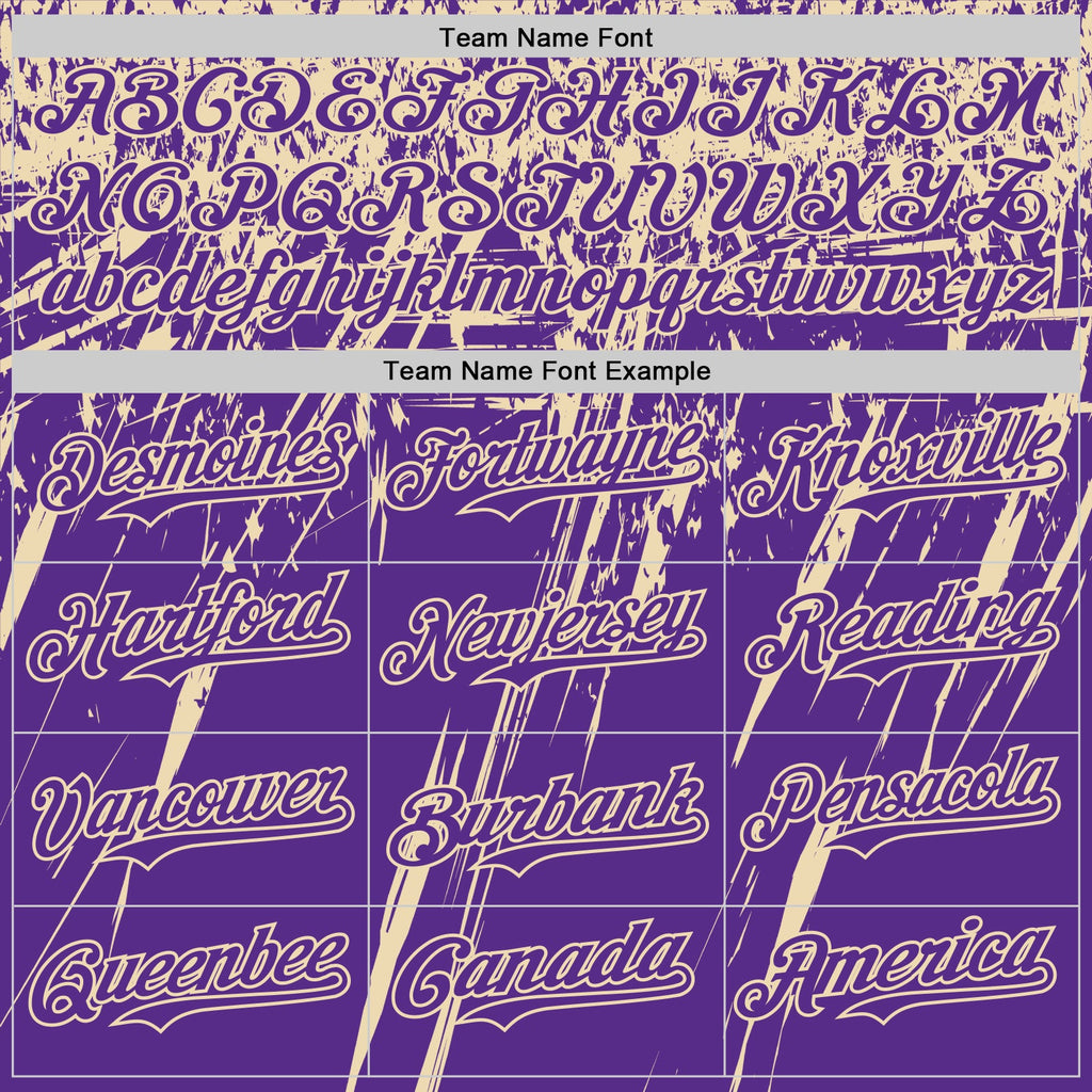 Custom Purple Cream Distressed Scratch Brush Stroke Authentic Baseball Jersey