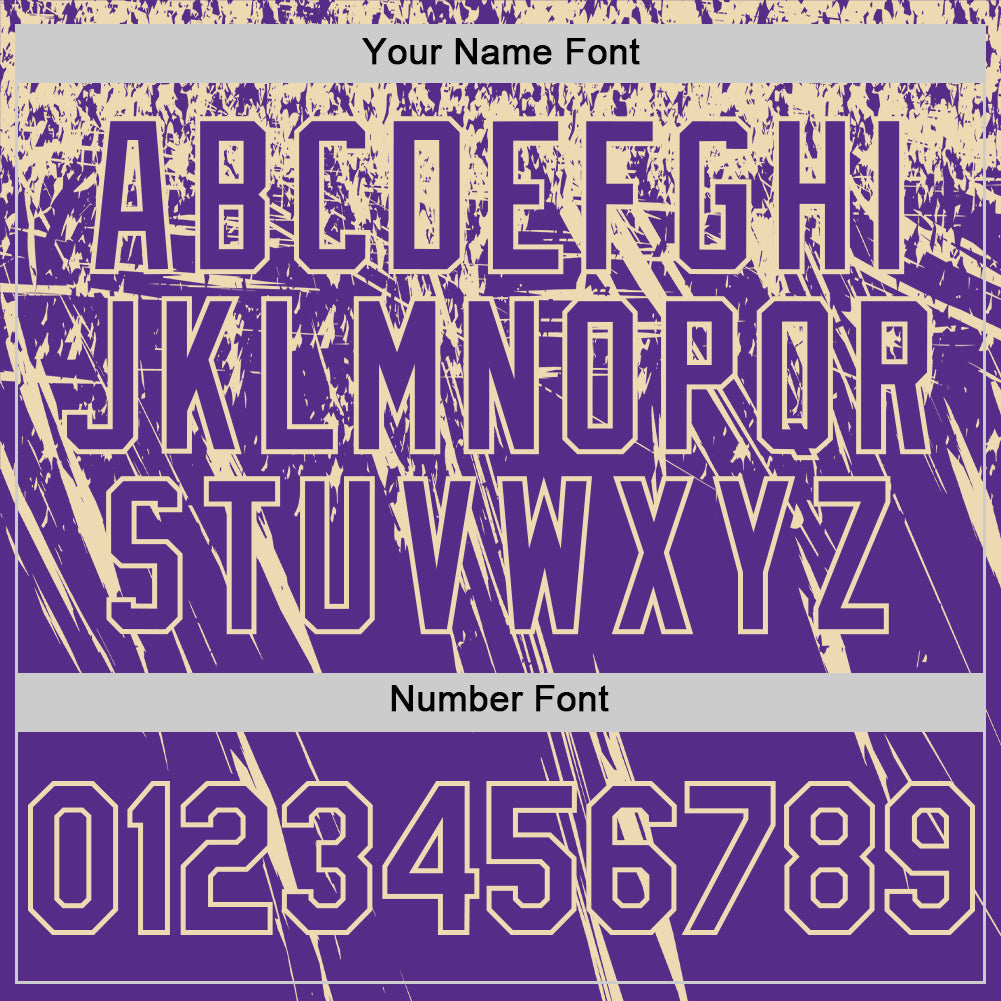 Custom Purple Cream Distressed Scratch Brush Stroke Authentic Baseball Jersey