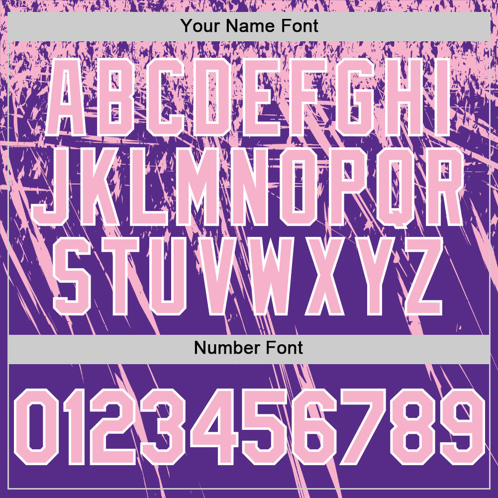 Custom Purple Light Pink-White Distressed Scratch Brush Stroke Authentic Baseball Jersey