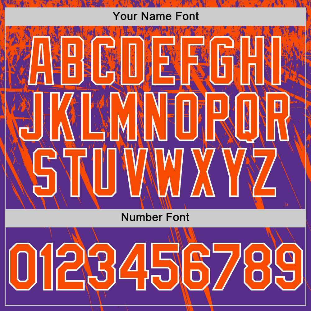 Custom Purple Orange-White Distressed Scratch Brush Stroke Authentic Baseball Jersey