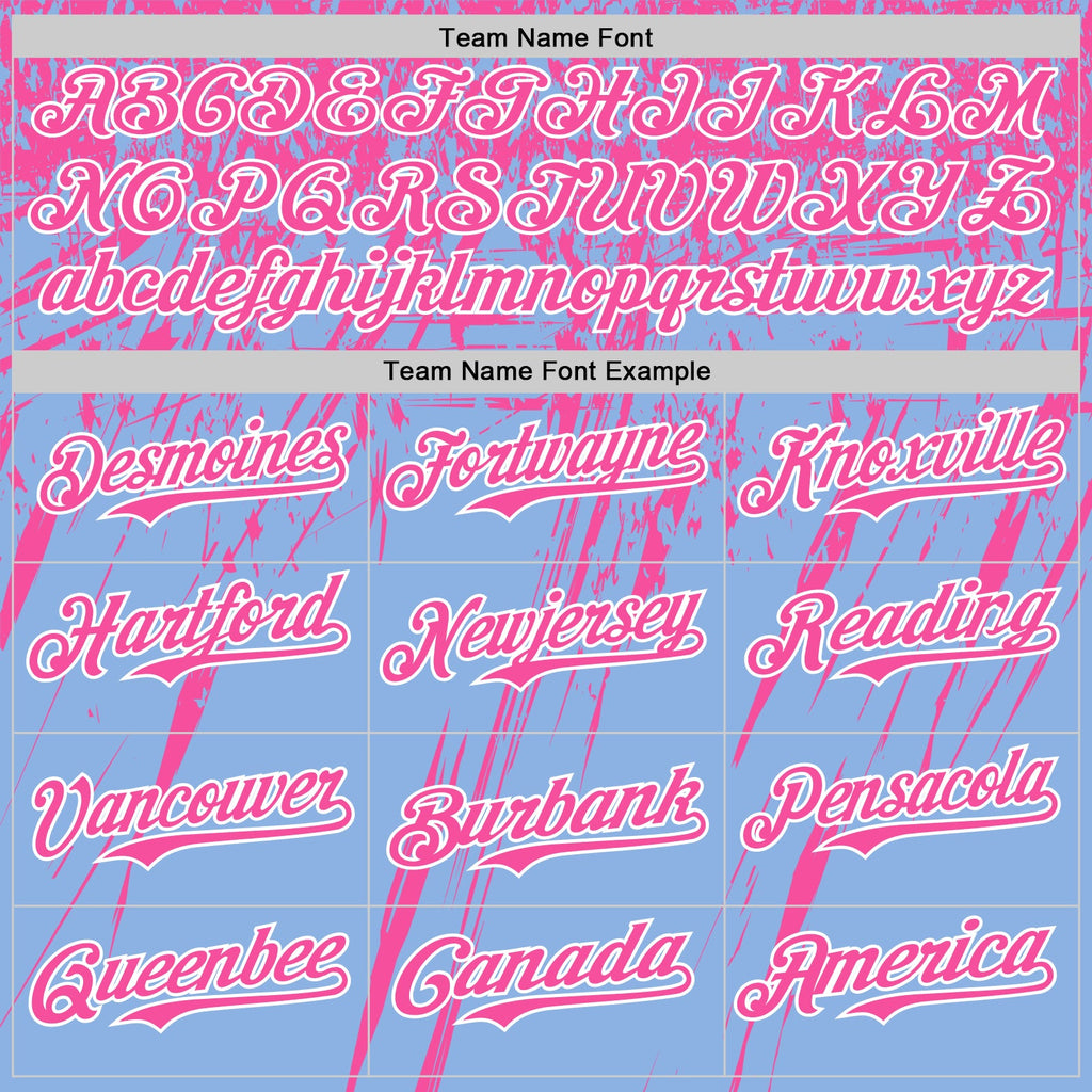 Custom Light Blue Pink-White Distressed Scratch Brush Stroke Authentic Baseball Jersey