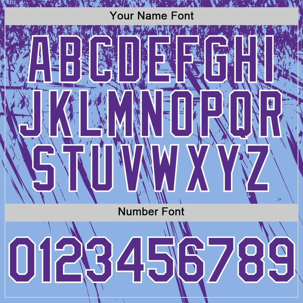 Custom Light Blue Purple-White Distressed Scratch Brush Stroke Authentic Baseball Jersey