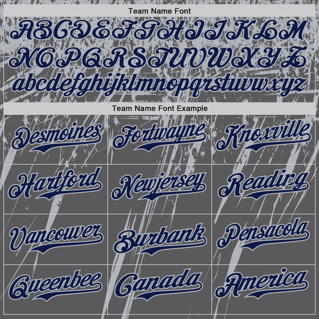 Custom Steel Gray Navy-Gray Distressed Scratch Brush Stroke Authentic Baseball Jersey