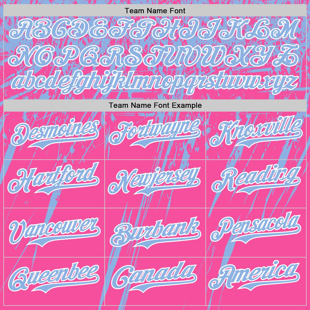 Custom Pink Light Blue-White Distressed Scratch Brush Stroke Authentic Baseball Jersey