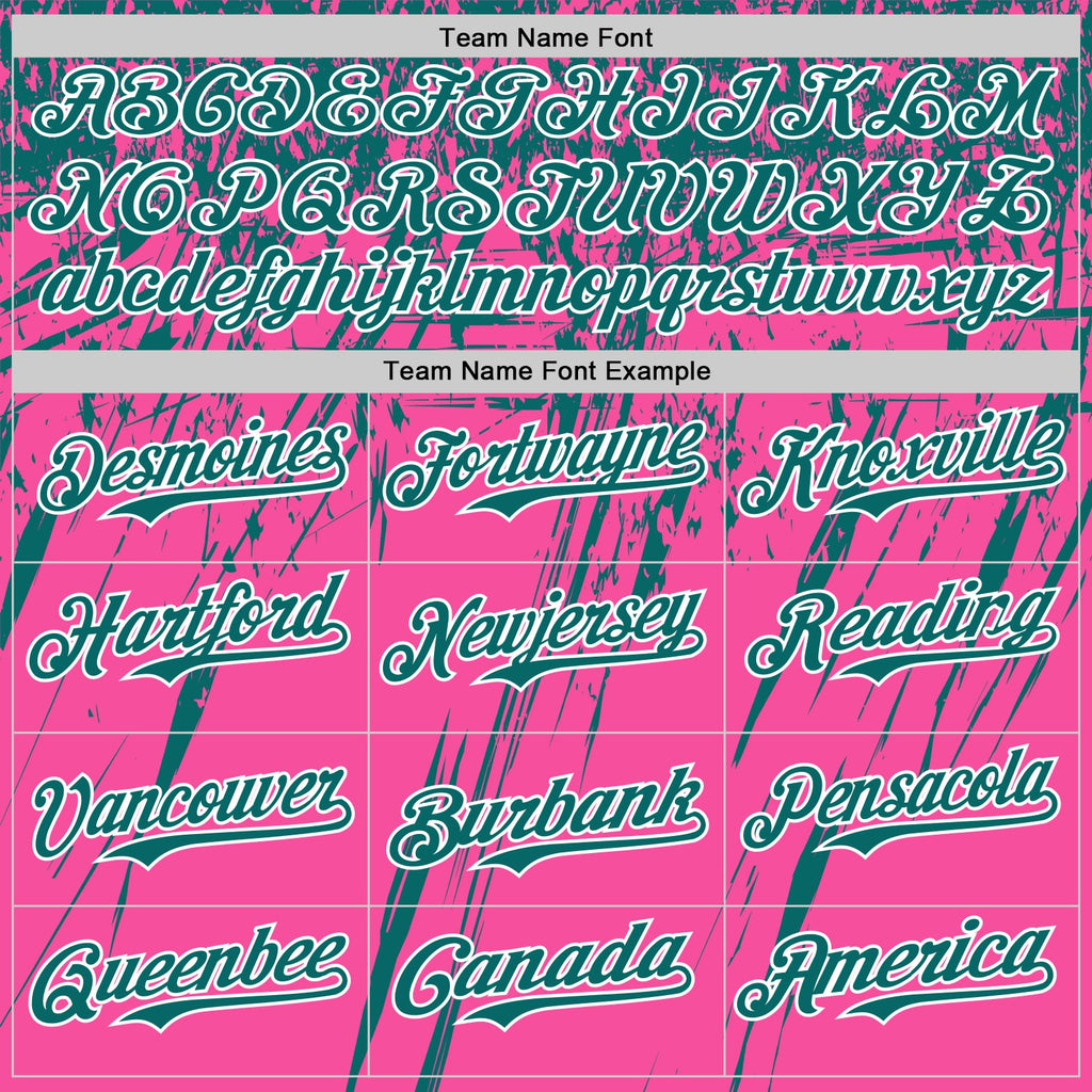 Custom Pink Teal-White Distressed Scratch Brush Stroke Authentic Baseball Jersey