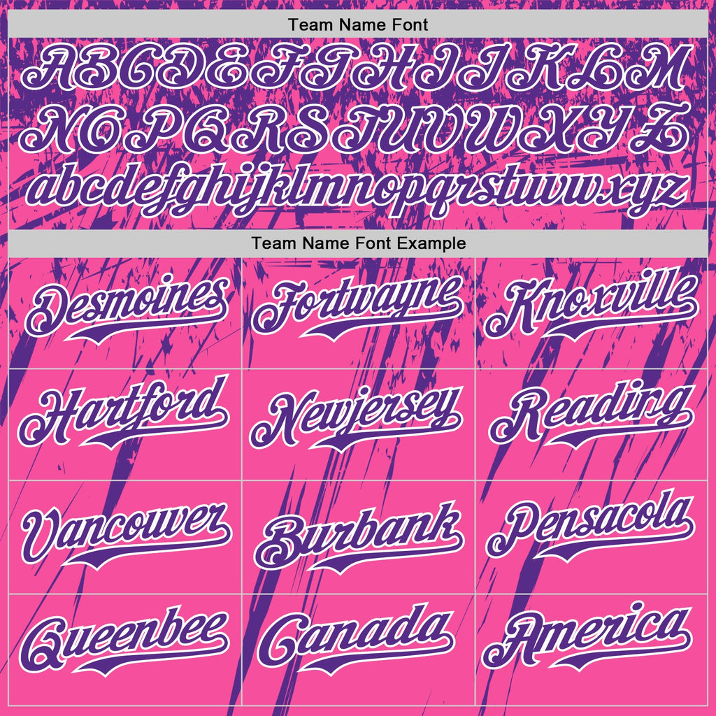 Custom Pink Purple-White Distressed Scratch Brush Stroke Authentic Baseball Jersey