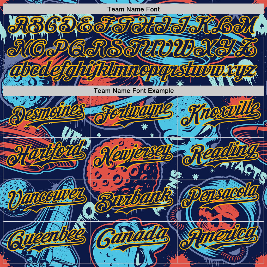 Custom Navy Gold Alien UFO Space Authentic Baseball Jersey