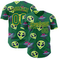 Custom Kelly Green Gold Alien UFO Space Authentic Baseball Jersey