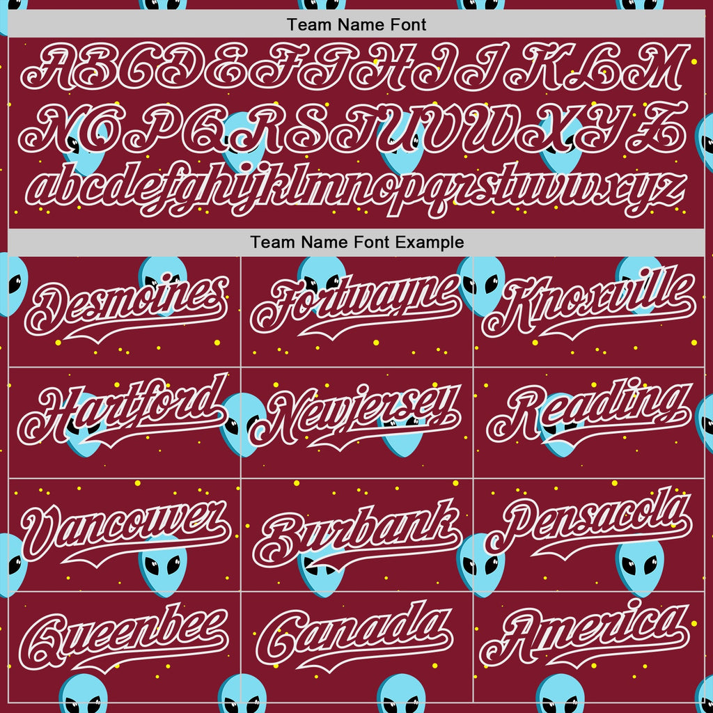 Custom Crimson White Cartoon Alien Galaxy Authentic Baseball Jersey