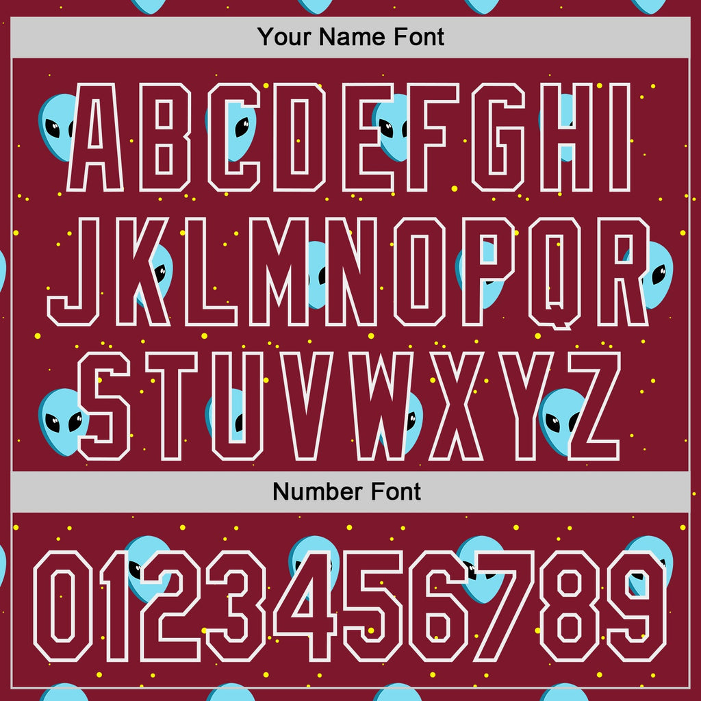 Custom Crimson White Cartoon Alien Galaxy Authentic Baseball Jersey