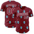 Custom Crimson White Cartoon Alien Galaxy Authentic Baseball Jersey