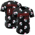 Custom Black Red Cartoon Alien Authentic Baseball Jersey
