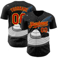 Custom Black Red-Gold Alien UFO Saucer Authentic Baseball Jersey