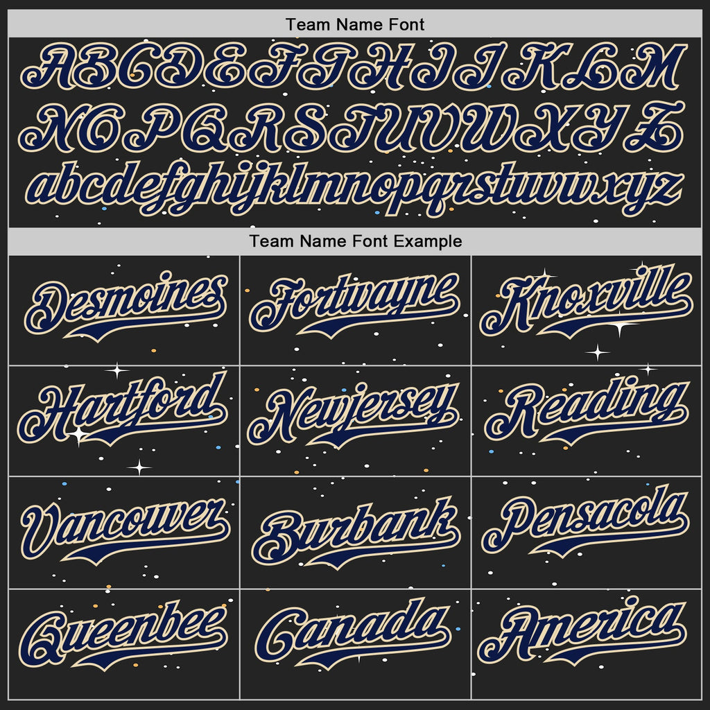 Custom Black Navy-Cream Alien UFO Galaxy Authentic Baseball Jersey